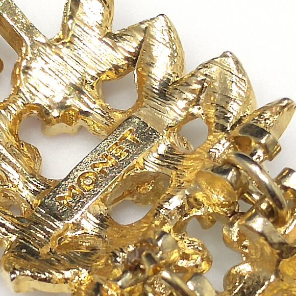 1980s Monet Floral Enamel Bracelet Pink Yellow White Rhinestone Vintage Jewelry - Picture 10 of 10